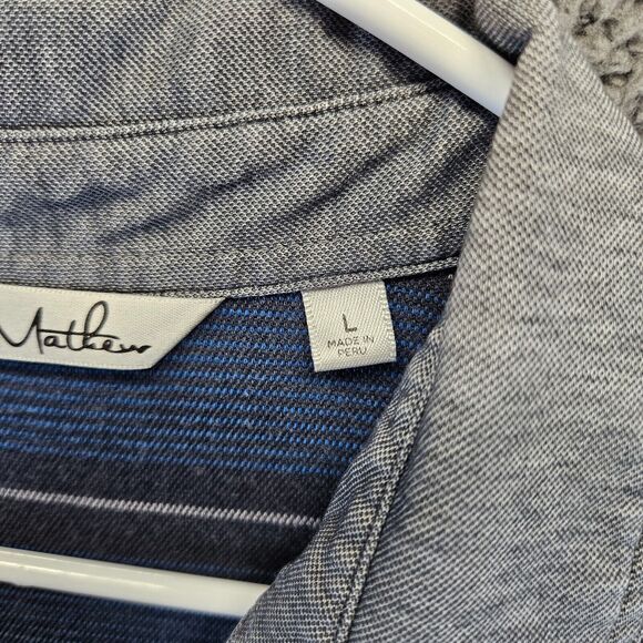 Travis Mathew Polo‎ Shirt Mens Size Large Gray Striped Short Sleeve - Picture 6 of 10